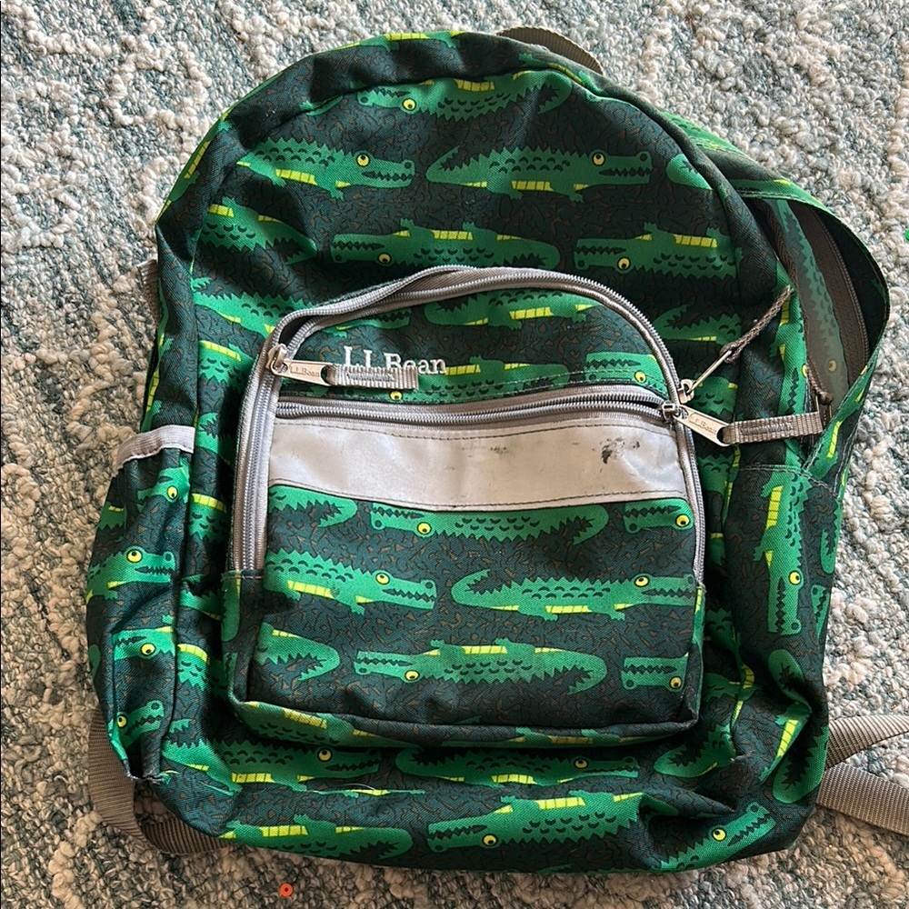 L.L. Bean Green Alligator Print small Backpack